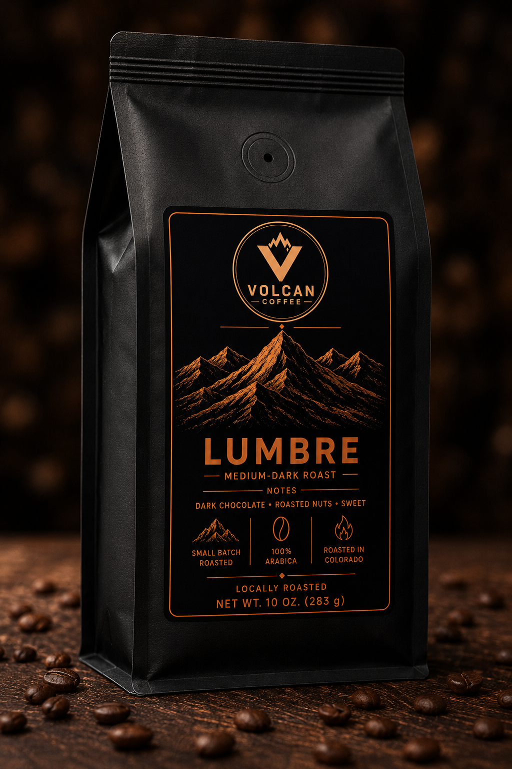 Volcan Coffee Lumbre Medium-Dark Roast 10oz bag